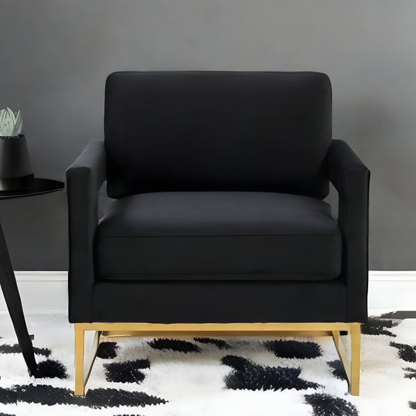 34 Black And Gold Velvet Arm Chair