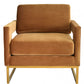 34" Camel And Gold Velvet Arm Chair