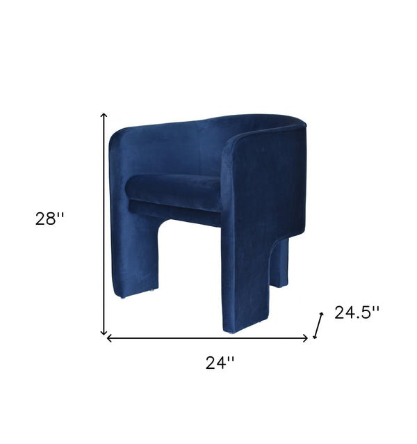 28 Contemporary Royal Blue Gray Velvet Three Legged Chair