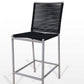 30" Black And Silver Stainless Steel Bar Height Bar Chair