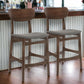 Set of Two 29" Gray And Brown Solid Wood Low Back Bar Height Bar Chairs