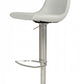 29" Light Gray And Silver Faux Leather And Stainless Steel Swivel Low Back Bar Height Bar Chair