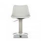 29" Light Gray And Silver Faux Leather And Stainless Steel Swivel Low Back Bar Height Bar Chair