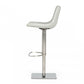 29" Light Gray And Silver Faux Leather And Stainless Steel Swivel Low Back Bar Height Bar Chair