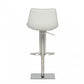 29" Light Gray And Silver Faux Leather And Stainless Steel Swivel Low Back Bar Height Bar Chair