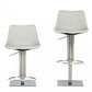 29" Light Gray And Silver Faux Leather And Stainless Steel Swivel Low Back Bar Height Bar Chair