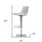 29" Light Gray And Silver Faux Leather And Stainless Steel Swivel Low Back Bar Height Bar Chair