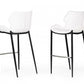 Set of Two 30" White And Black Faux Leather And Steel Low Back Bar Height Bar Chairs