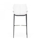 Set of Two 30" White And Black Faux Leather And Steel Low Back Bar Height Bar Chairs