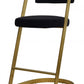 26" Black And Gold Velvet And Stainless Steel Low Back Counter Height Bar Chair