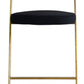 26" Black And Gold Velvet And Stainless Steel Low Back Counter Height Bar Chair