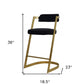 26" Black And Gold Velvet And Stainless Steel Low Back Counter Height Bar Chair