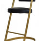 26" Black And Gold Faux Leather And Stainless Steel Low Back Counter Height Bar Chair