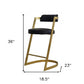 26" Black And Gold Faux Leather And Stainless Steel Low Back Counter Height Bar Chair