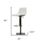 29" White And Silver Faux Leather And Stainless Steel Swivel Bar Height Bar Chair