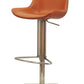 Adjustable Height Terra Cotta And Silver Faux Leather And Stainless Steel Swivel Bar Height Bar Chair