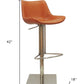 Adjustable Height Terra Cotta And Silver Faux Leather And Stainless Steel Swivel Bar Height Bar Chair