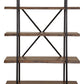 79" Brown and Black Acacia Live Edge Vertical Step Open Back Bookcase