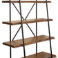 79" Brown and Black Acacia Live Edge Vertical Step Open Back Bookcase