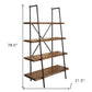 79" Brown and Black Acacia Live Edge Vertical Step Open Back Bookcase