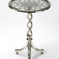 26" Silver Aluminum Open Lattice Round Top End Table