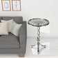 26" Silver Aluminum Open Lattice Round Top End Table