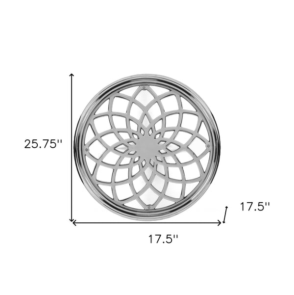 26 Silver Aluminum Open Lattice Round Top End Table