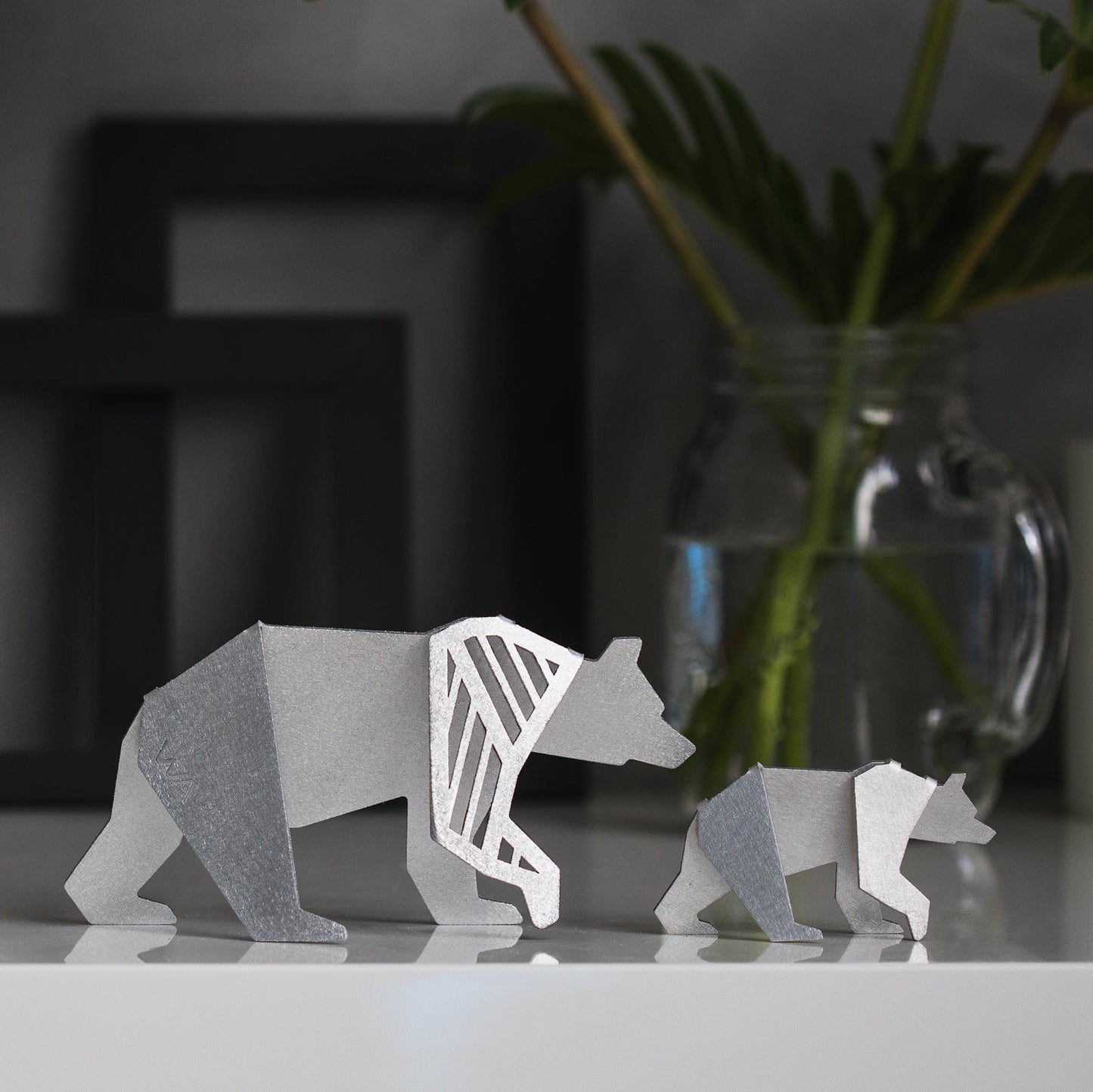 Aluminum Small 3" Bear Origami Geometric Sculpture