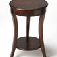 26" Dark Brown Round End Table With Shelf