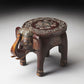 15" Warm Brown Hand Painted Floral 3D Elephant End Table