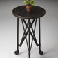 23" Black Industrial Rolling Round End Table