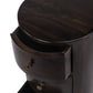 24" Dark Brown Round Column Shaped Pedestal End Table With Four Drawers