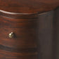 24" Warm Brown Wood Round End Table With Four Drawers