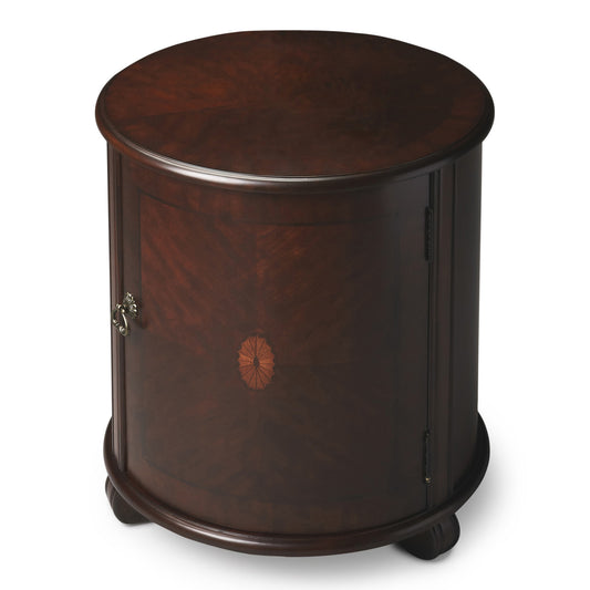 24" Dark Brown Round End Table