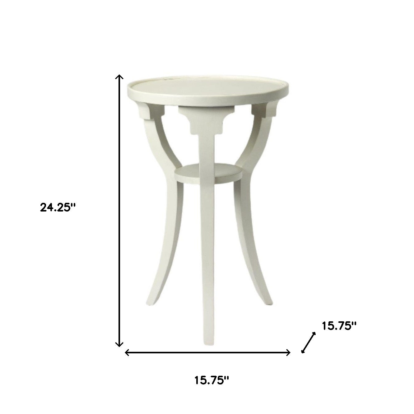 24" White Round End Table With Shelf