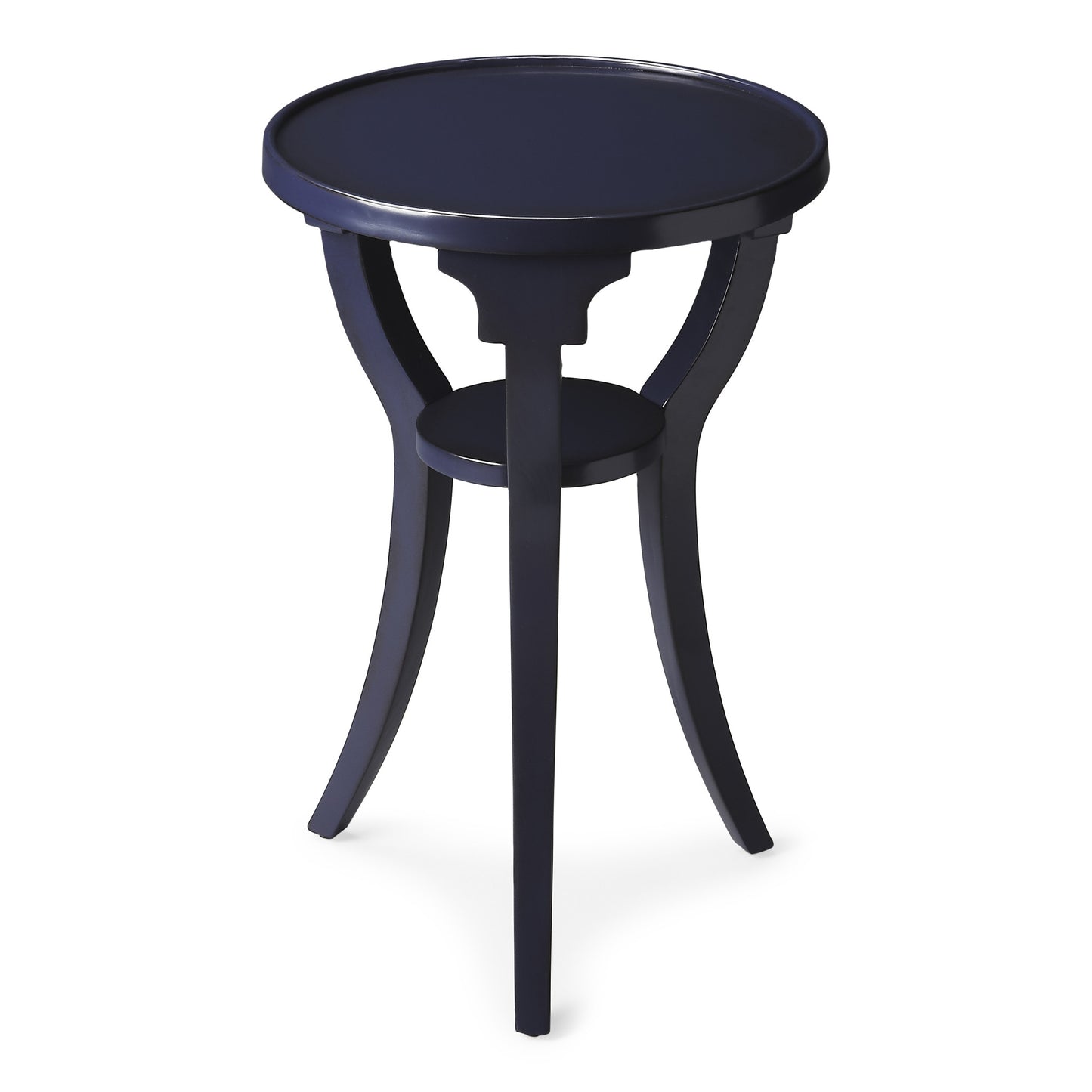 24" Blue Round End Table With Shelf