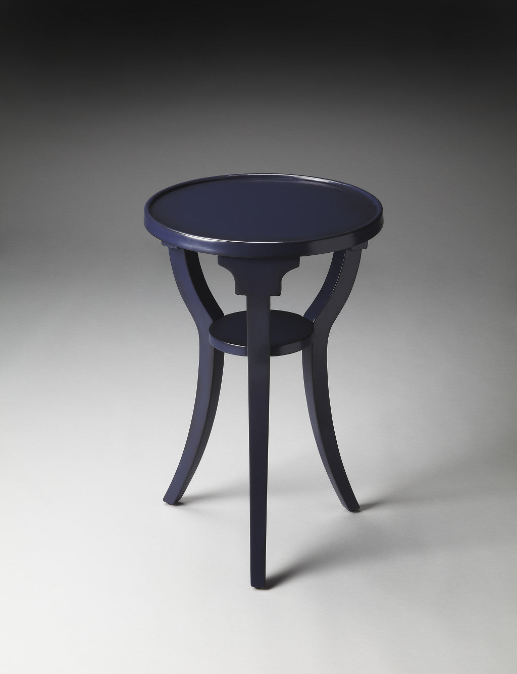 24" Blue Round End Table With Shelf