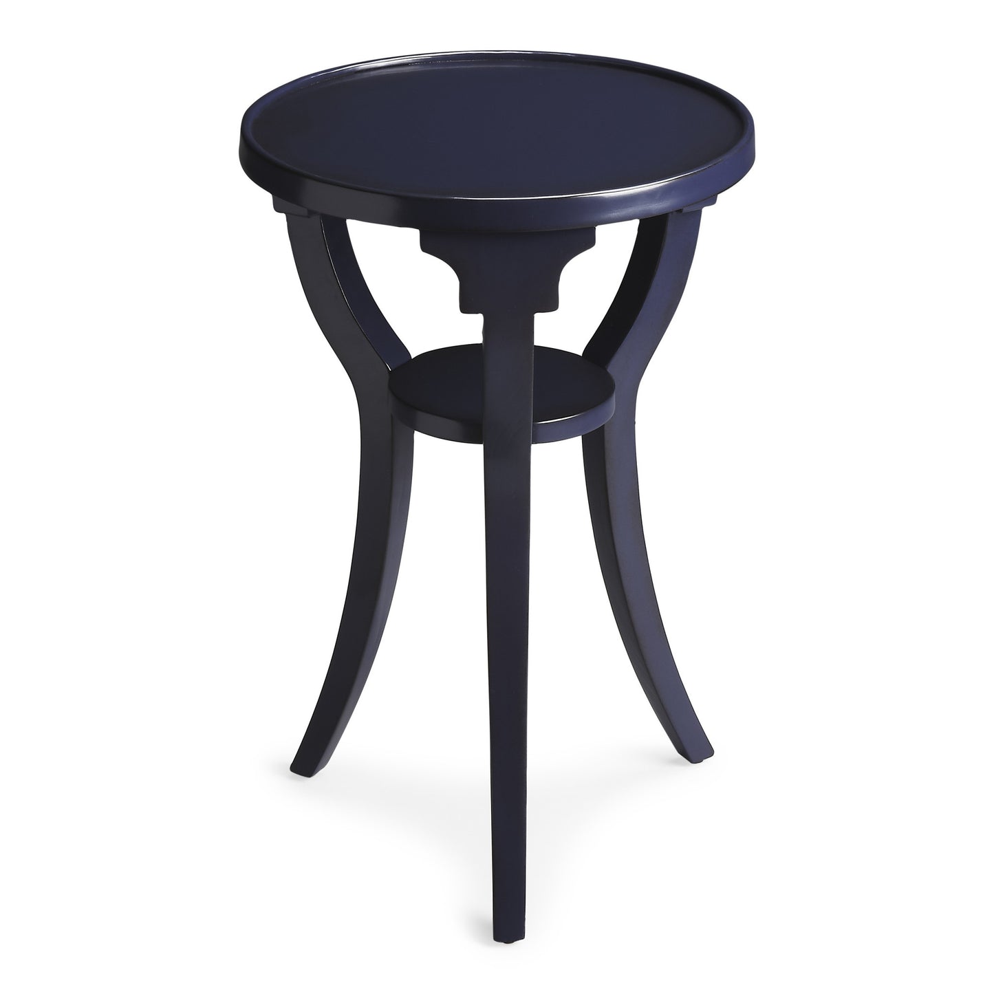 24" Blue Round End Table With Shelf