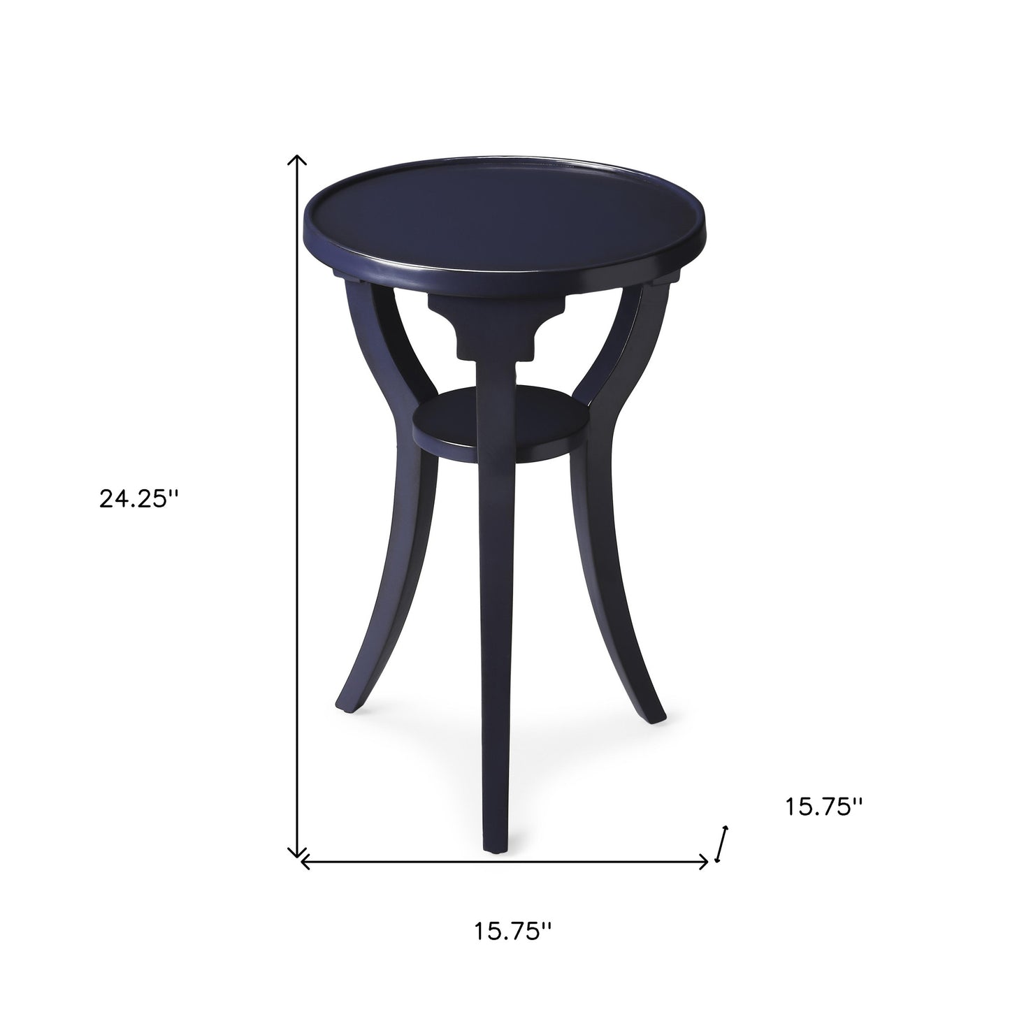 24" Blue Round End Table With Shelf