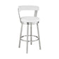 30" White And Silver Iron Swivel Backless Bar Height Bar Chair