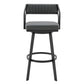 30" Gray And Black Iron Swivel Low Back Bar Height Bar Chair