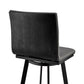 26" Gray And Black Faux Leather And Iron Swivel Counter Height Bar Chair