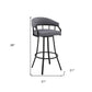 26" Slate Gray And Black Steel Swivel Low Back Counter Height Bar Chair