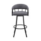 26" Slate Gray And Black Steel Swivel Low Back Counter Height Bar Chair