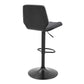 25" Gray And Black Faux Leather And Iron Swivel Adjustable Height Bar Chair