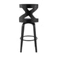 26" Gray And Black Faux Leather And Iron Swivel Counter Height Bar Chair