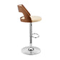 25" Cream And Silver Iron Swivel Adjustable Height Bar Chair