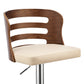 25" Cream And Silver Iron Swivel Adjustable Height Bar Chair