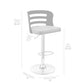 25" Cream And Silver Iron Swivel Adjustable Height Bar Chair