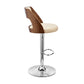 25" Cream And Silver Iron Swivel Adjustable Height Bar Chair